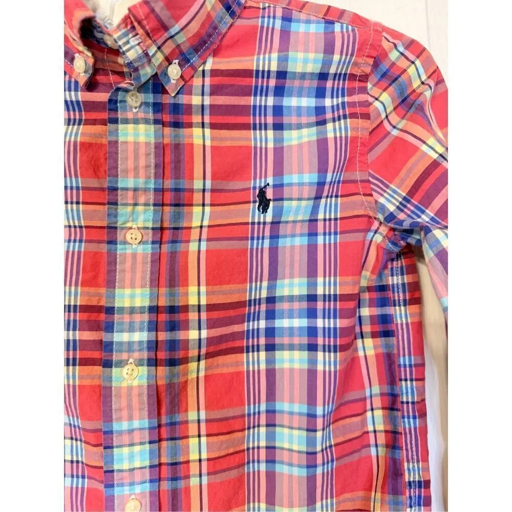 Ralph Lauren Boys Plaid Button Down Shirt Sz. 7. Preppy Classic